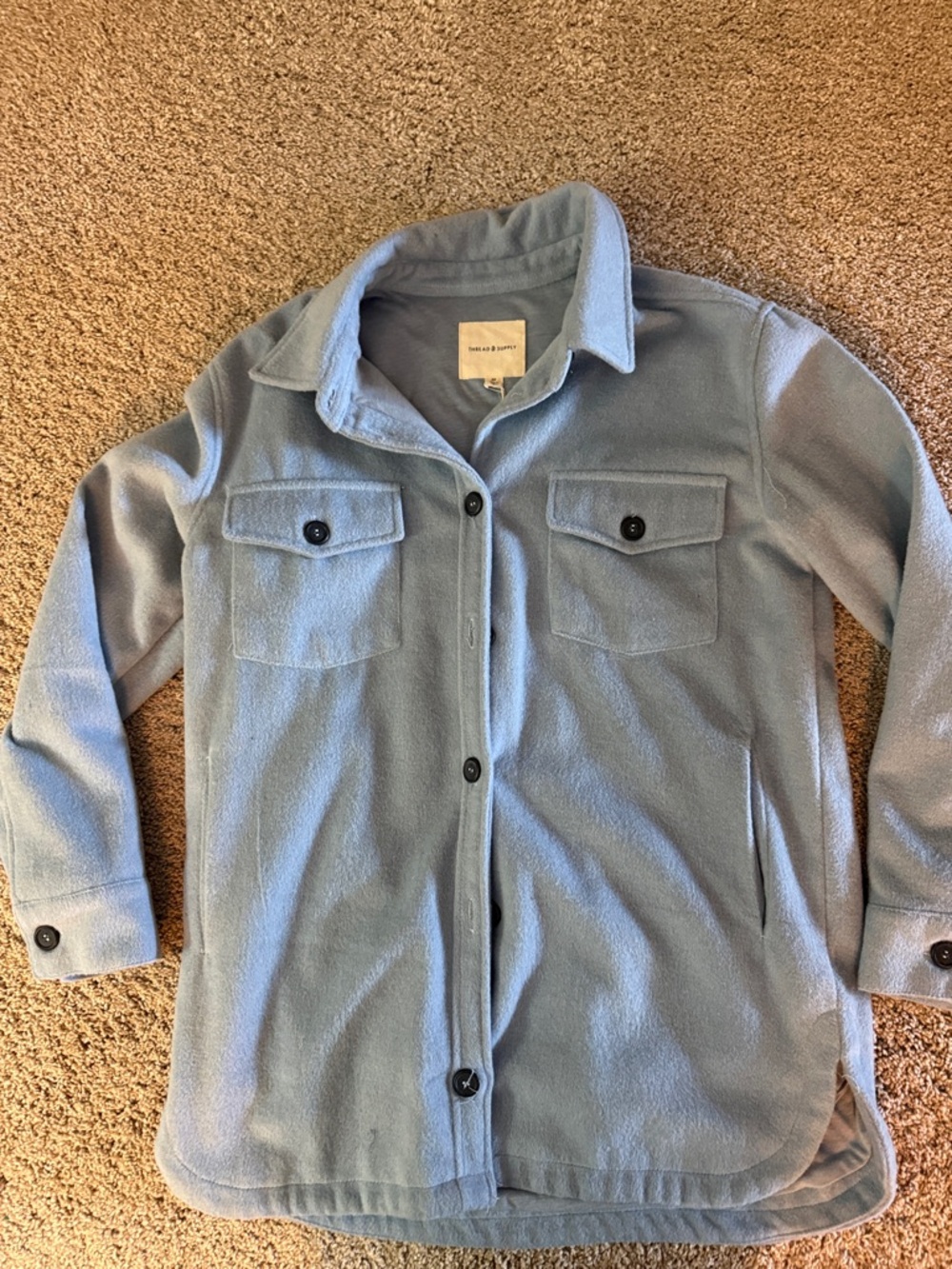 Thread and supply Light Blue Fleece Shacket Jacket